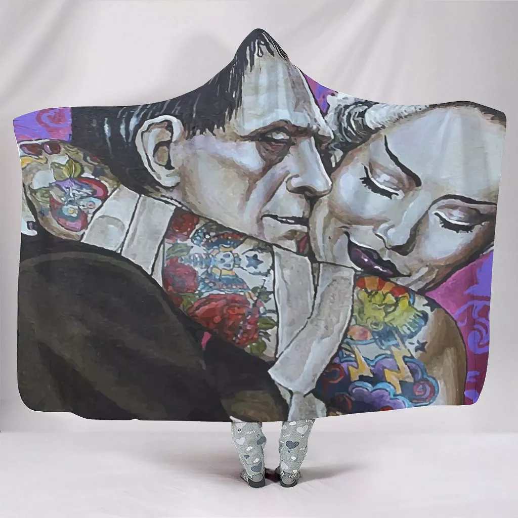 Undying Love Vintage Hooded Blanket Soft Warm Cozy Wearable Hoodie For Men Women