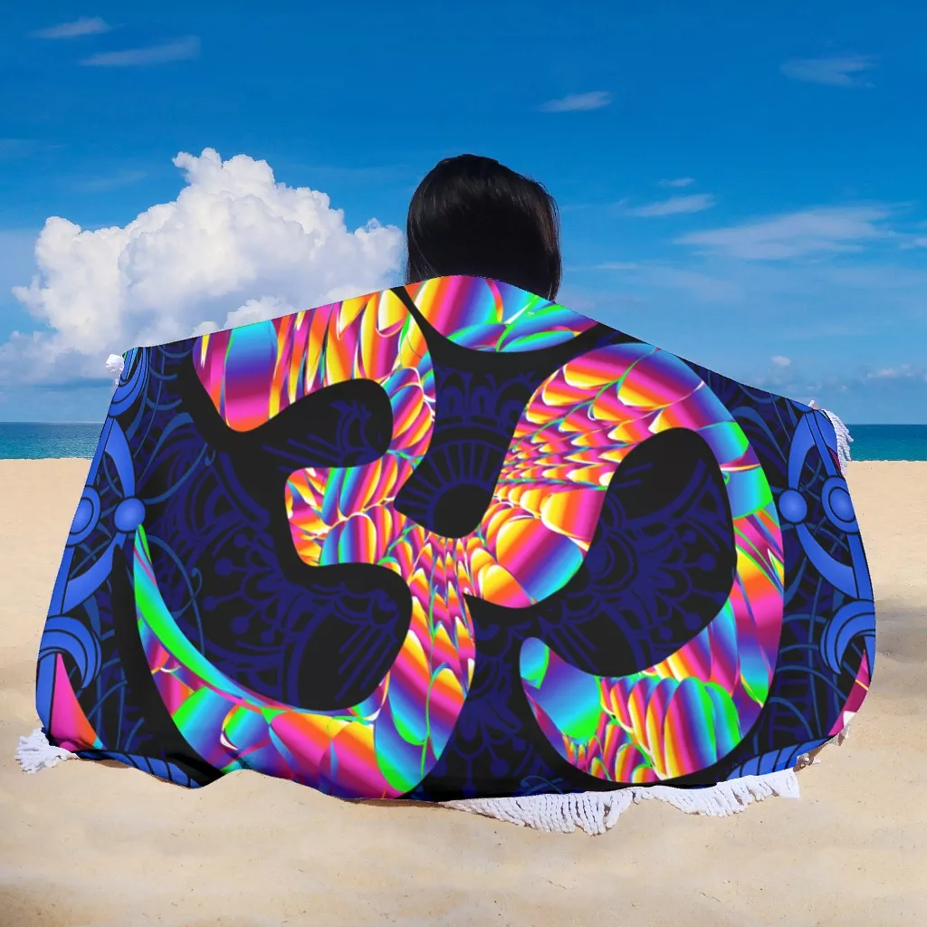 Yoga Monogrammed Round Beach Towel Blanket Circle Beach Towels Picnic Yoga Mat Tapestry