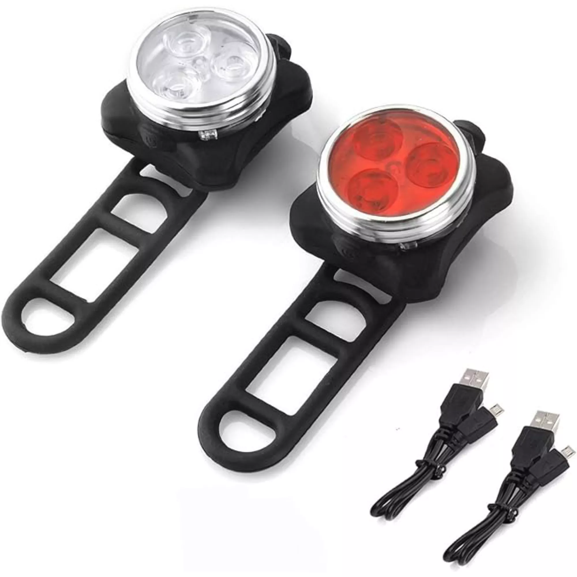 Mestart Super Bright Rechargeable 3 Led Bike Light Set Bicycle Headlight And Taillight Combination