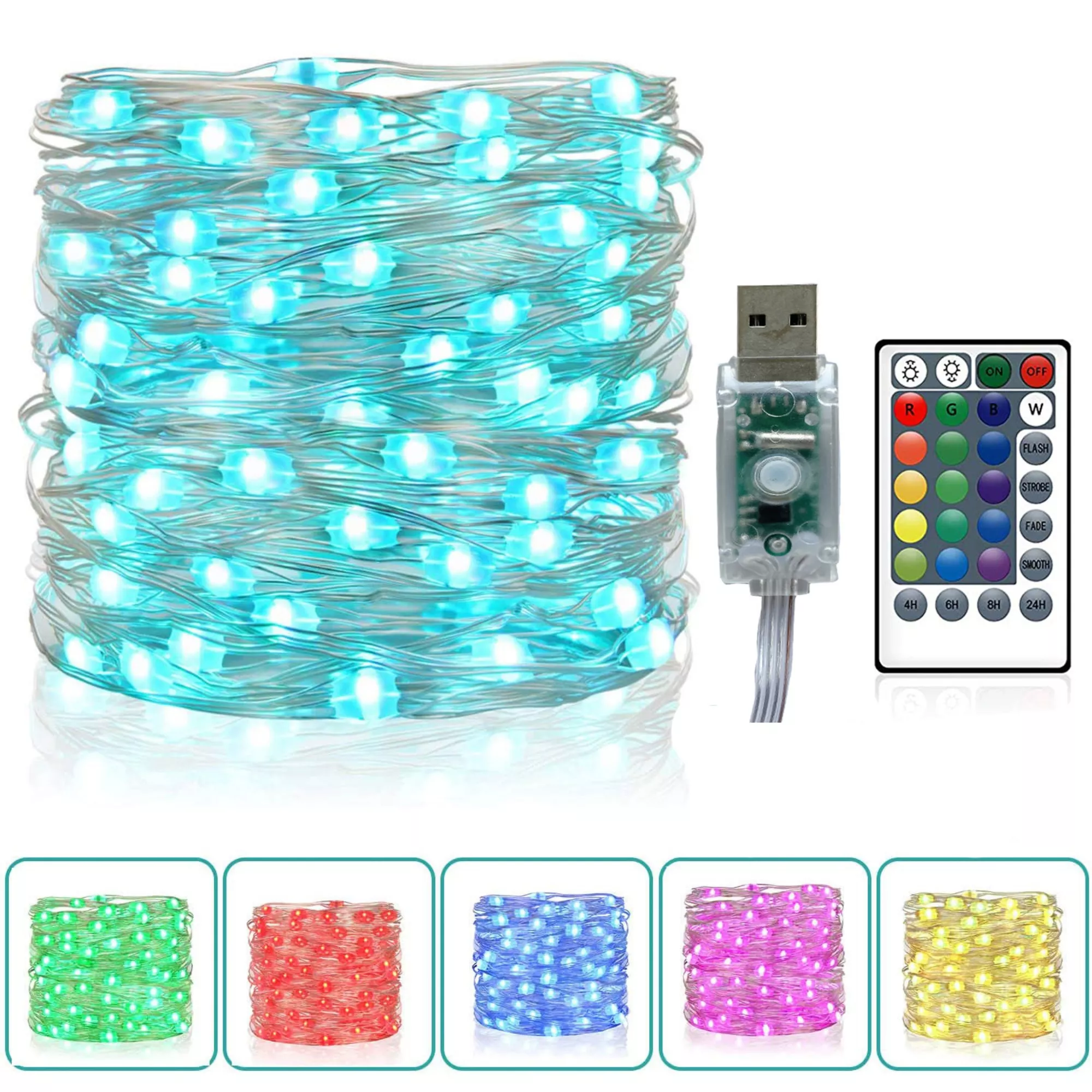 Mestart Fairy Lights For Festive Decoration,rgb 16 Color Usb Seven Color Synchronous Flashing Light String